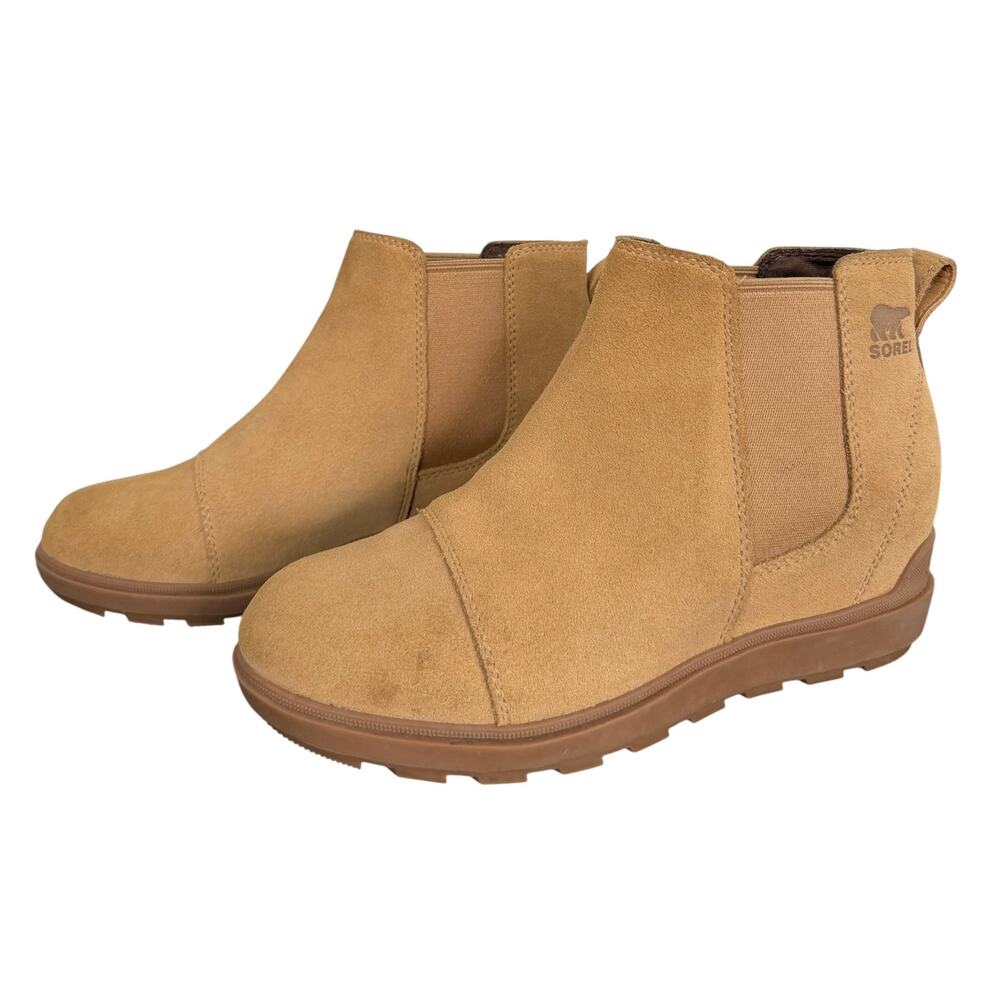 SOREL Evie II Wedge Chelsea Boot in Caribou Buff Gum Tan Suede Women’s 7.5 - Picture 5 of 12